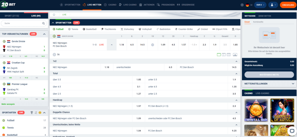 20Bet Livewetten