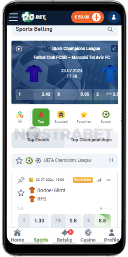 20Bet Mobile Version