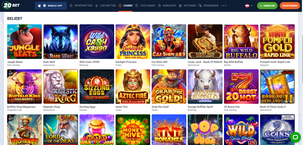 20 bet Casino spiele