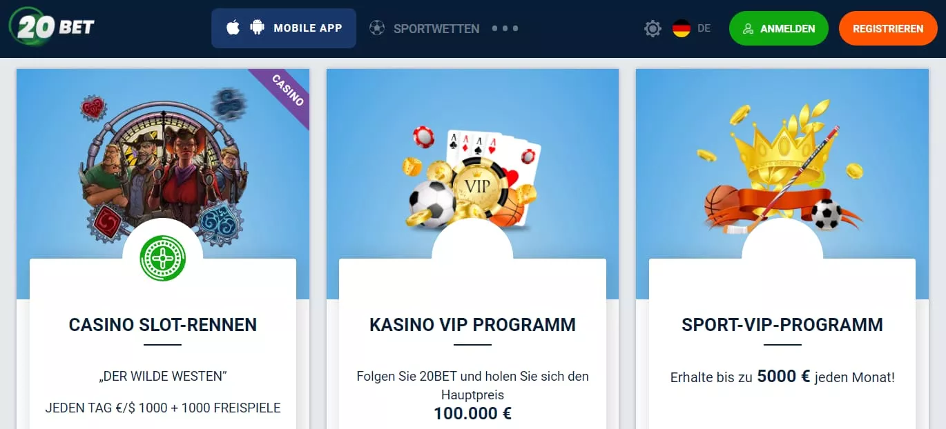 20bet Casino VIP Aktionen 