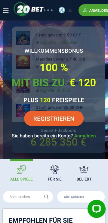 20bet casino bonus